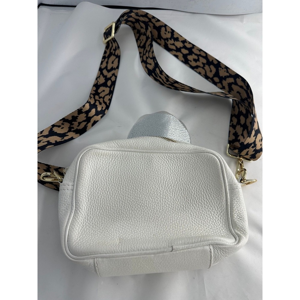 Ellie Beaumont white leather crossbody with removable strap